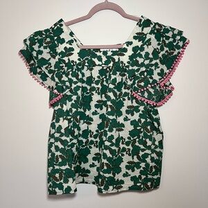 Avara THML green lead pattern blouse top medium